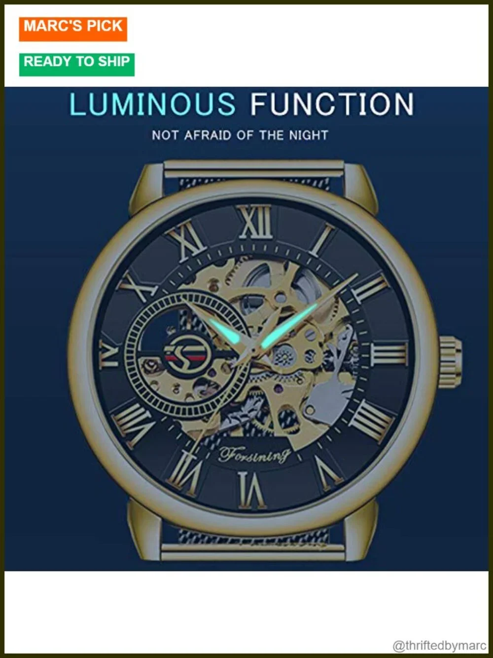 Mechanical Hand Wind Skeleton Watch Roman Numeral Stainless Steel Men's Watch